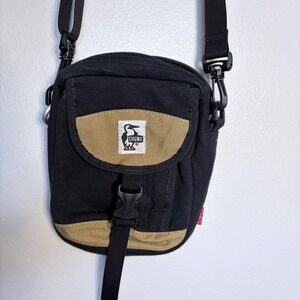 CHUMS Black Khaki Canvas Crossbody Bag Small Messenger Utility Pouch
